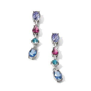 Vibrant Silver Drop Earrings with Purple, Pink, and Blue Stones